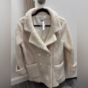 Sherpa coat in cream, brand new